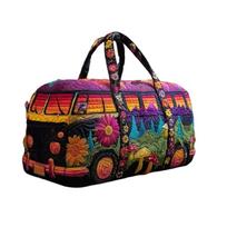 Quilted Travel Duffel Bag 3D Embroidered Handheld Bag Lightweight Spacious Weekend Carry On Bag with Dual Handles and Zipper Closure One Size