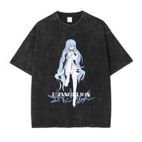 benber vintage EVA Neon Genesis Evangelion Manga Graphic Print Tshirt Men Women Streetwear YK Fashion Casual   Vintage Washed Cotton Summe S
