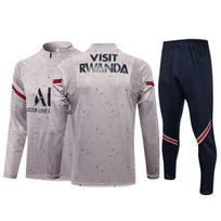 Men's Long Sleeve Soccer Training Jersey with Zip Neck and Athletic Fit Performance Pants Suitable for Football Practice and Matches 18 smėlis