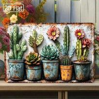 Planetjuice Metal Wall Art Bonsai Boyz Floral Garden Decor Vintage Boho Farmhouse Sign (as the picture,20x30)