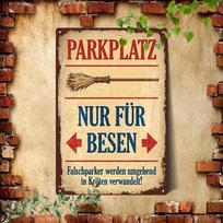 Planetjuice Vintage Witch Broom Parking Tin Metal Sign Retro Home Decor Wall Art Rustic Farmhouse Halloween Bar Pub Man Cave Garage Decor (as the picture,20x30)