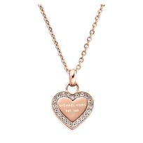 MICHAEL KORS Heart Shape Design Stainless Steel Diamond Necklace Women's Rose Gold auksas