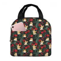 Corgi Dog In Garden Insulated Lunch Bag for Women Children Leakproof Food Boxes Thermal Lunch Box Tote One Size