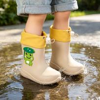 Unisex Kids Non-Slip Waterproof Frog Pattern Rain Boots with Drawstring Size 180, 17.5cm