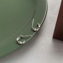 S999 Sterling Silver Mobius Earrings: Elegant C-Shaped Design for Women, Stylish and Pure Silver Ornaments Pure Silver