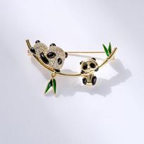 Bo Xin Yun Patriotic Panda Brooch: Chinese Style Bamboo Design, Creative and Cute New Year Gift for Kids.