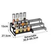 3-Tier Expandable Step Kitchen Spice Rack Organizer - No-Drill Countertop Storage Shelf for Jars, Bottles and Kitchen Supplies juoda