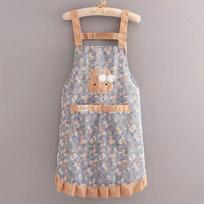 1PCS Rabbit Print Kitchen Cooking Apron Stain-proof With Large Pocket Restaurant Uniform Floral Breathable Catering Waist Apron