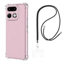 Case and neck strap for Realme 16 Pro Plus 5G - Transparent Soft TPU Adjustable Black Cord Phonillico® juoda
