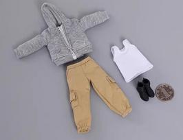 [TOYBARJAPAN] 112 Scale Figure Accessory  cdtoys cd043A Male Body Zippered Sweatshirt Overalls Clothing Set (Body not included)
