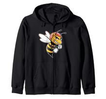 Tough cartoon hornet fighter jet zip-up hoodie with helmet