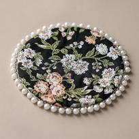 Cloth Brocade Cup Mat Vintage Teapot Mat Butterfly Pearls Edge Coaster  Tea Ceremony Style 1