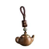 Ornament Little Teapot Keychain Mini Green Sandalwood Phone Chain Carved Teapot Pendant  Friends Style 1