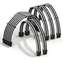 LINKUP - AVA 50cm PSU Cable Extension with Sleeve, Custom Mod PC Power Supply, Braided with Comb, Compatible with RTX3090, 6-Pack  1x 24P  2x 8P