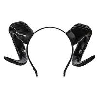 Artificial Black Demon Horn Headwear Realistic Goat Horn Hair Hoop Halloween Devil Headband  Stage