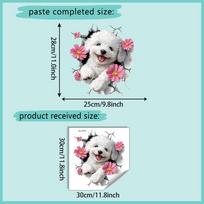 Lovely Dog & Floral Pattern Wall Decals Self-Adhesive Sticker for Living Room Bedroom Entryway Decor (as the picture,30x30cm)