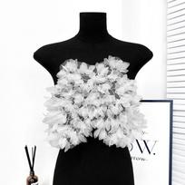 Ruffle Trim Fairy Flower Clothing Accessories DIY Heavy Industry Double Layer Mesh Lace Pleated Beaded Applique Lolita Decor 37x29cm balta