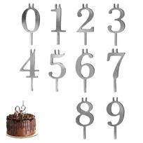 Birthday Candlestick Set 0-9numbers Happy Birthday Cake Topper Metal Wedding Cake Topper For Kids Party Dessert Decoration