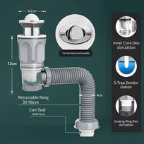 1Set Flip Top Anti-Odor Kitchen Sink Drain Pipe, Retractable Deodorizing Filter Flexible Downspout for Bathroom Anti-Clogging