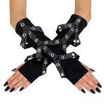 Spicy Girl Dark Style Half-Finger Gloves with Ring-Shaped Arm Sleeves One Size