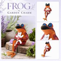 Metal Frog Garden Stake Sculpture Animal Yard Decor Outdoor Iron Art Figurine for Lawn Patio Decoration with Sitting Frog Design one size