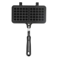 Aluminum Waffle Maker Non-stick Portable Waffle Baking Pan Comfortable Grip Black Stovetop Waffle Maker Gas & Electric Stoves