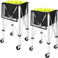 Tennis Racket Trolley Folding Ball Basket & Picker - Portable Aluminum Alloy Storage Cart Thick Oxford Cloth