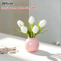 5Heads/Bunch New Soft Artificial Tulip Bunch Rubber Small Size Potted Plant Ornament Car Decoration Ornament Home Desktop Decor balta