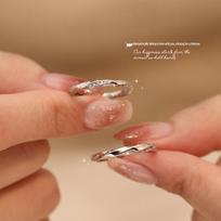 Tichya Real Shot S925 Sterling Silver Couple Rings - River of Love Valentine's Day Gift Adjustable Opening