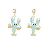 Vintage Lobster Earrings Rhinestone Bohemian Dangle Earring Trendy Enamel Stud Earrings  Party šviesiai mėlyna spalva