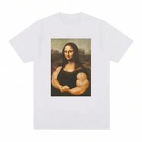 Funny Mona Lisa Fitness T-Shirt Muscles Gym Casual Graphic Short Sleeve T-Shirts Unisex Fashion  Casual Oversized T Shirt S