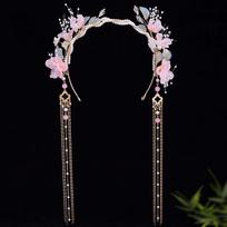 Beads Hanfu Tassel Hair Hoop Flower Swaying Fairy Headwear Antique Chinese Ancient Hairband  Women rožinė
