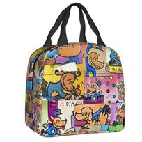 Custom Cartoon Dogs Comics Insulated Lunch Bag for Women Waterproof Anime Thermal Cooler Bento Box Beach Camping Travel 22x20x13cm
