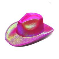 Cowboy Hat Pearlescent Glitter Cowgirl Hat Neon Western Hat Dazzling For Costume Party Halloween Party Concert