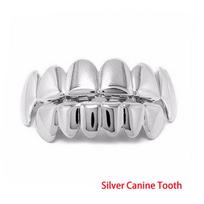 Trendy Hip Hop Gold Silver Plated Teeth Grillz Top Bottom Set With Silicone Real Shiny Vampire Tooth Sets Fashion Accessory
