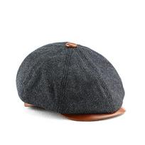 Men's Retro British Wool Newsboy Beret – Trendy Autumn/Winter Flat Cap XL (58-59 CM)