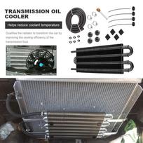 4 Row Transmission Oil Cooler Kit with Tube and Hose Mounting Kit Aluminium Alloy Radiator Transmission Engine Cooler