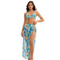 Skirt three-piece bikini swimsuit women's European and American sexy backless triangular swimsuit S