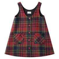 Girls' Red Plaid Winter Vest Dress 130