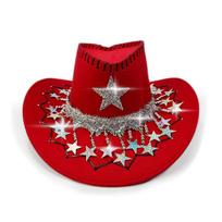 Sequin Star Hat Sparkling Western Cowboy Hat Christmas Cowboy Hat Comfortable For Christmas Parties Raves Carnivals raudona