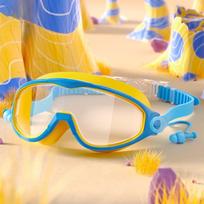 Childrens Swimming Goggles Hd Waterproof Antifog Large Frame For Kids Pool Water Sport BrightBlue