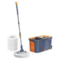 Spin Mop Set with 6 Reusable Thickened Mop Heads Microfiber Mop Heads 360 Degree Rotation Stainless Steel Retractable Handle Floor Cleaning System