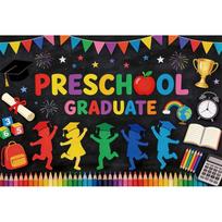 Theme Banner Backdrop for Children's Kindergarten Graduation Party, Congratulatory Party Decoration, Photography Backdrop Cloth Vinyl 75X50cm