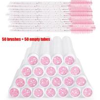 100Pcs Disposable Eyelash Brushes Reusable Eyelashes Brush Tube Mascara Wands Tubes Dust-proof Lash Spoolies Storage Makeup Tool