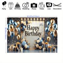 1pc Happy Birthday party banner, suitable for birthday parties, photo props, cake table background decoration 100x150cm