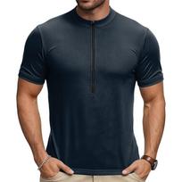 Men's Short Sleeve Cycling Jersey Half Zip Breathable Quick Dry Lightweight Performance Top for Road Mountain Bike Riding XL tamsiai mėlyna