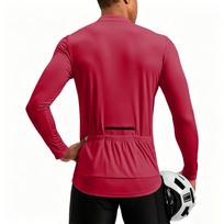 Men's Long Sleeve Quarter Zip Pullover Breathable Quick Dry Athletic Shirt Lightweight Stretchy Performance Top for Outdoor Activities XXL raudona