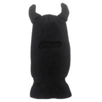 Pullover Hat Horns Balaclava Knitted Caps Single Hole Warm Full Face Ski Mask Portable Windproof Halloween Cotton Hat juoda