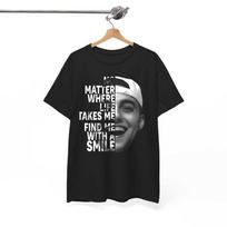 Mac Miller men's and women's T-shirts,  Wherever life takes me, you'll see me with a smile ; men's and women's T-shirts,  The best day ever . S