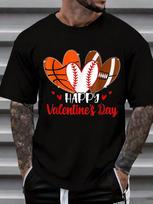 Happy Valentines Day Sports Heart Basketball Baseball Football T Shirt For Unisex S